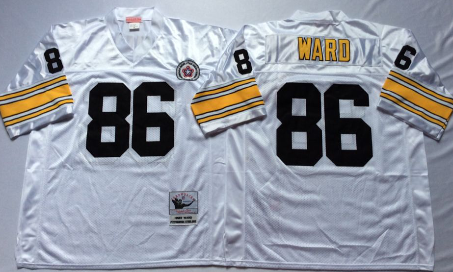 Men NFL Pittsburgh Steelers #86 Ward white Mitchell Ness jerseys->denver broncos->NFL Jersey